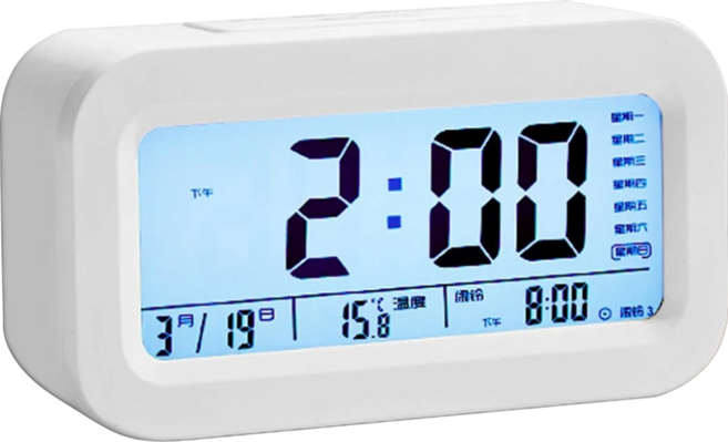咪咪購物 多功能LED電子鬧鐘 13.8 x 7.6 x 4.7cm, 白色