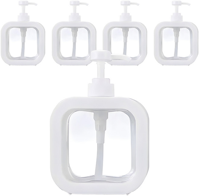 코어무역 투명 사각 대용량 디스펜서 일반형 500ml, 화이트, 5개