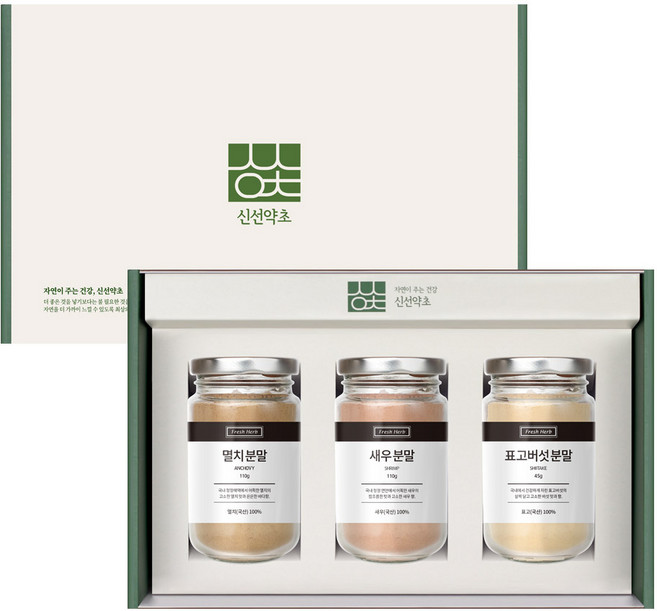 신선약초 조미료 멸치 110g + 새우 110g + 표고버섯 45g 선물세트, 1세트
