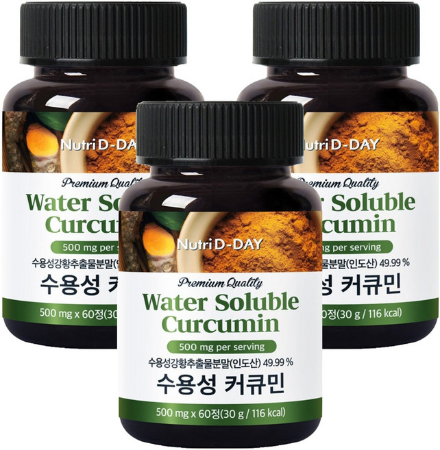 뉴트리디데이 프리미엄 수용성 강황 커큐민 60p, 30g, 3개