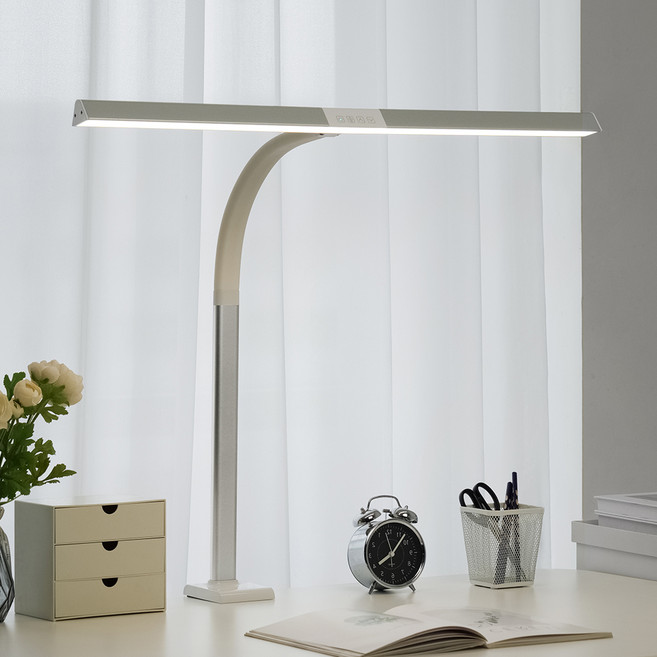 홈플래닛 LED 안티 블루라이트 와이드 스탠드 80cm, 화이트+실버