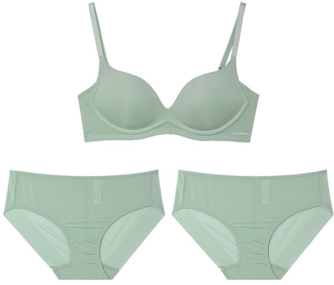 원더브라 일체형 볼륨 백리스 노와이어 브라 + 팬티 2p 세트 WIZ021 WBW5M