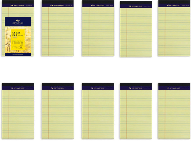 스탠다드 리갈패드 미니, YELLOW, 50매, 10개
