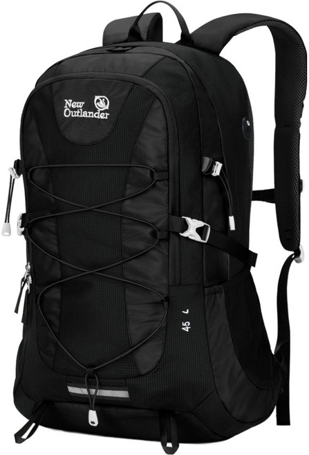 New Outlander 大容量輕量Bolt登山揹包 45L, 黑色
