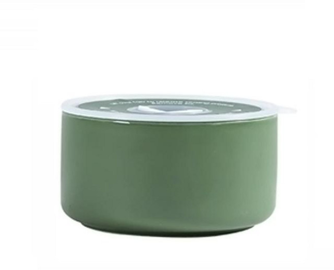 可微波烤箱加熱陶瓷便當盒 1個 520ml, 綠色