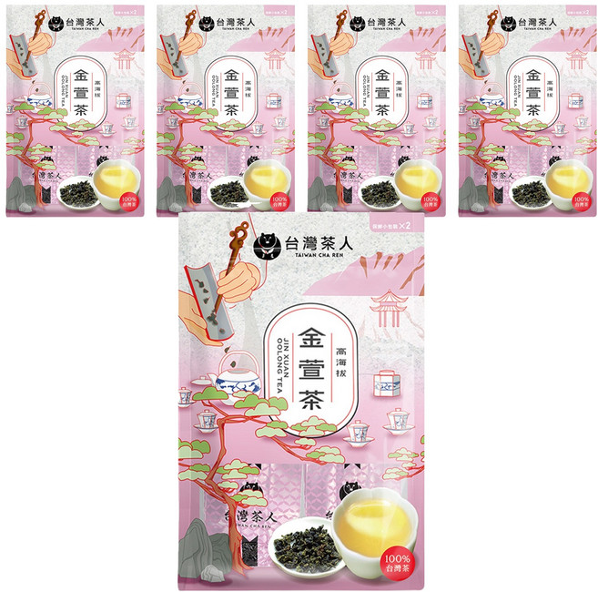 台灣茶人 100%台灣茶 高海拔金萱茶, 50g, 2包, 5袋