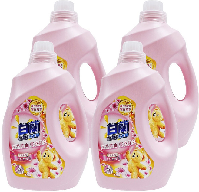 白蘭 超濃縮洗衣精 蘊含熊寶貝馨香精華 大自然馨香, 2.5kg, 4瓶