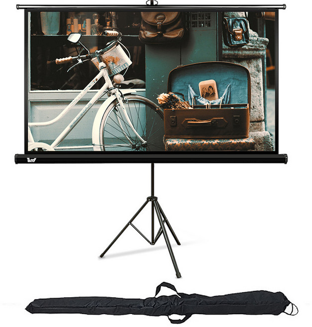 태리 삼각대 일체형 와이드 캠핑 빔프로젝터 스크린 가로 130cm + 전용가방