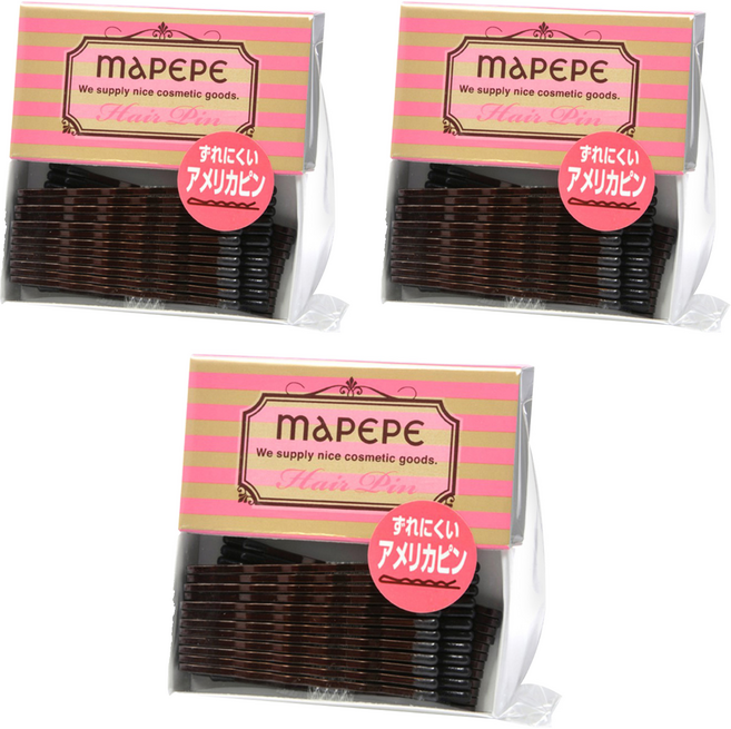 MAPEPE 便利髮夾 24支 #85874, 波浪咖啡色長毛夾, 3袋