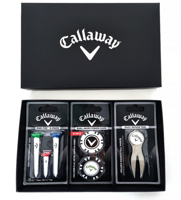 Callaway 卡拉威 球場用品禮盒組 Par Combo + 雙重撲克籌碼球標 + 果嶺修復器, 1個, 混合顏色