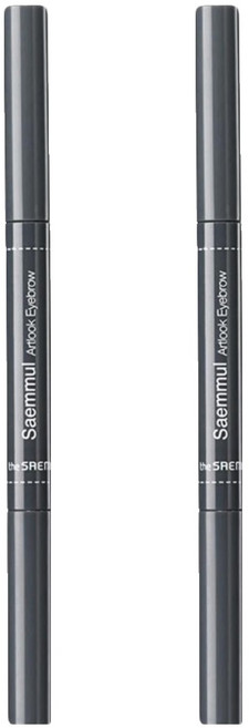 The Saem 得鮮 自然柔順持色眉筆 眉筆眉刷二合一 三角形筆芯 柔軟質地, 04 黑灰色, 2支