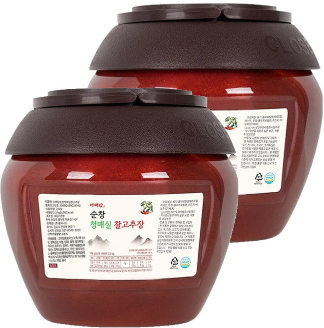 더해담 순창 청매실 찰고추장, 2.2kg, 2개