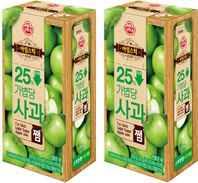 오뚜기 아임스틱 사과쨈, 2개, 200g