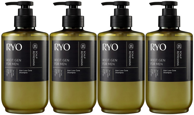려 루트젠 탈모 샴푸 약산성 단백질 비건 두피 남성 티트리 앤 유칼립투스향, 515ml, 4개