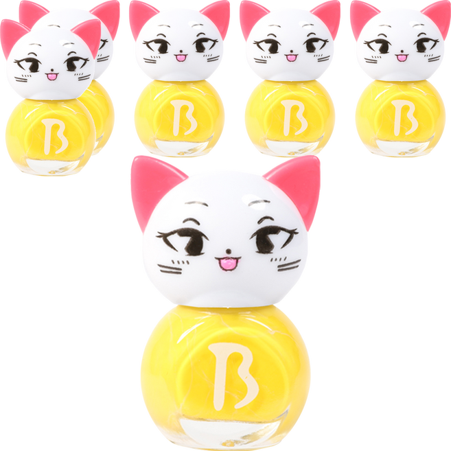 바블리 키즈네일 냥이 스티커형식 어린이매니큐어, 옐로핑, 6개