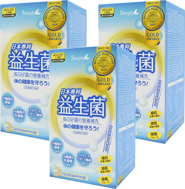 Simply 新普利 益生菌, 30包, 60g, 3盒
