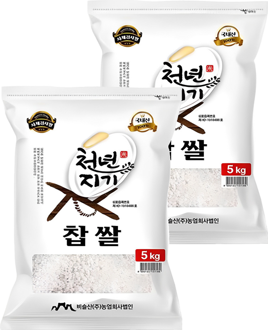 천년지기 국산 찹쌀, 5kg, 2개