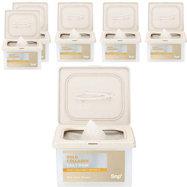 에스엔피 골드 콜라겐 데일리 뽑아쓰는 마스크팩 350g, 30개입, 6개