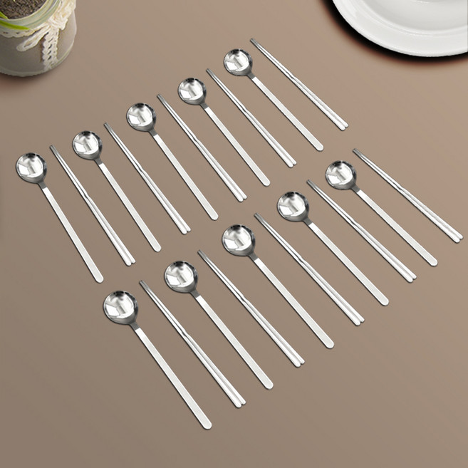 윌리브 국산 304스텐 히엘 수저세트, 글로스실버, 숟가락(10P) + 젓가락(10P), 1세트