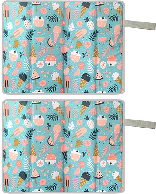 라온투유 휴대용 폴딩 방수 방석 4단 2p, 12 블루아이스