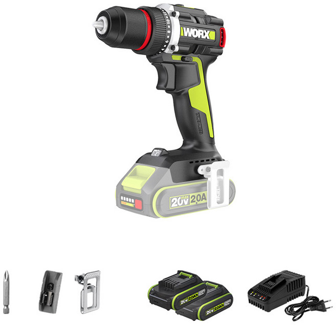 WORX 20V 충전 드릴 드라이버 2Ah WU173, 1개