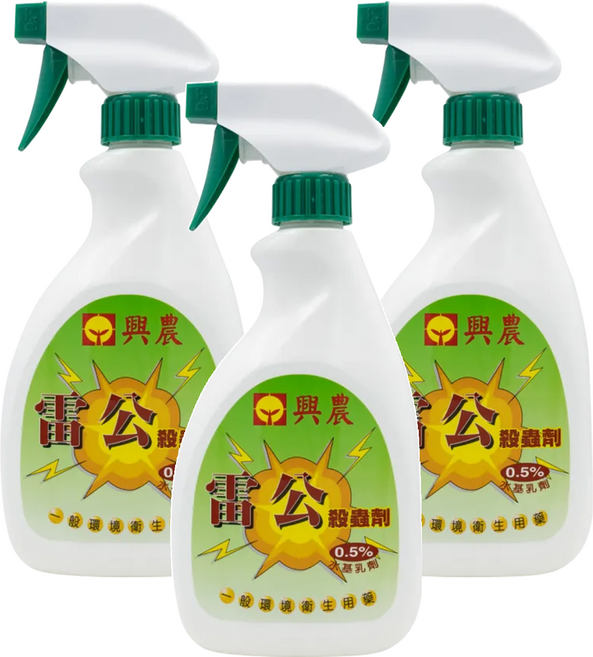 Sinon 興農 0.5%水基乳劑 雷公殺蟲劑, 500ml, 3瓶