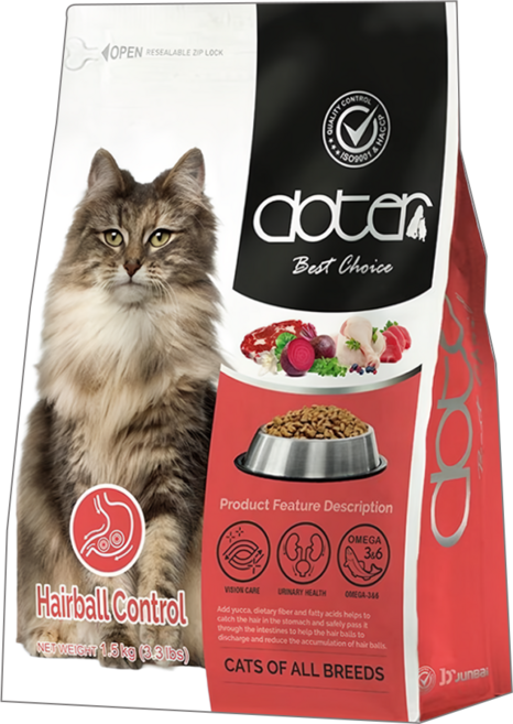 doter 寵愛物語 成貓 化毛保健 貓飼料, 1.5kg, 1袋