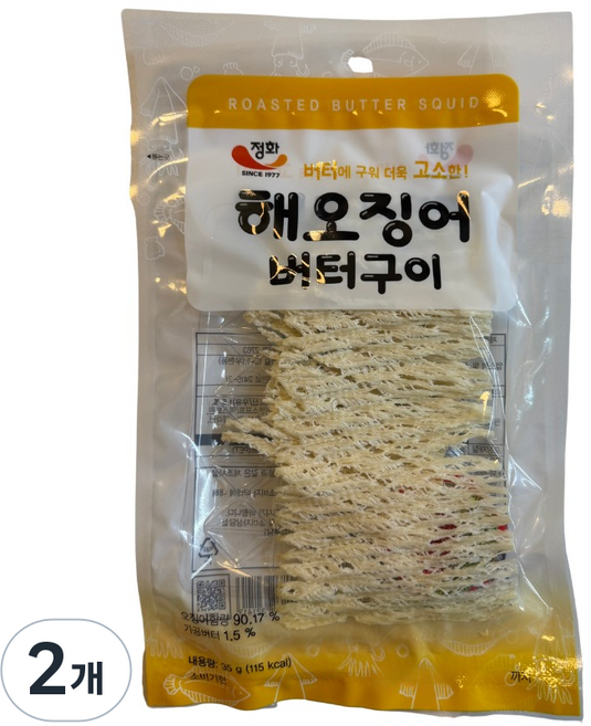 정화식품 해오징어 버터구이, 35g, 2개