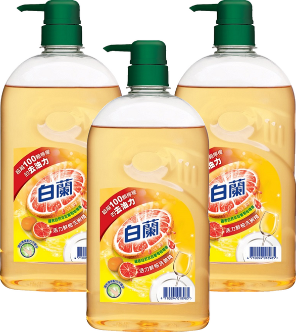 白蘭 活力鮮柚洗碗精, 1kg, 3瓶