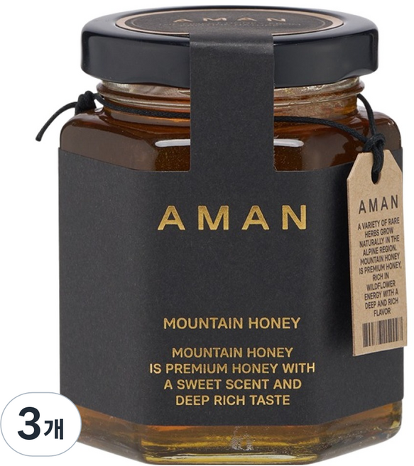 AMAN 키르기스스탄 마운틴 허니, 250g, 3개