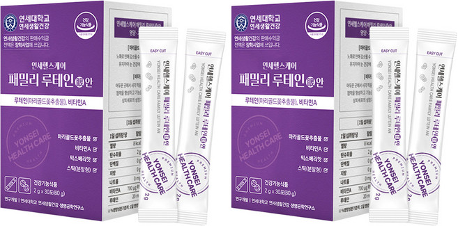 연세생활건강 연세헬스케어 패밀리 루테인 안 30p, 60g, 2개