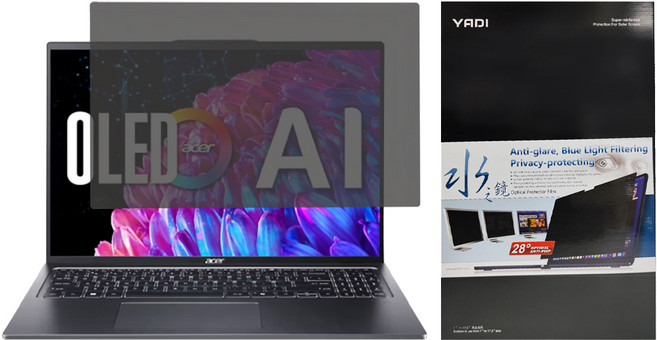 YADI 亞第 靜電吸附 16 : 10 水之鏡防窺片 Acer Swift Go 16 SFG16-72-74C7 專用 16吋, 1個, 透明黑色