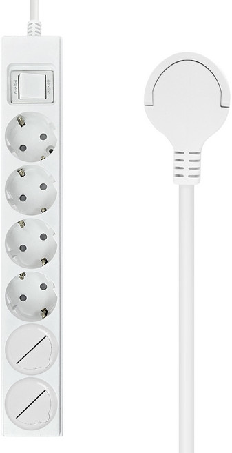 원스탑 절전스위치 제로갭 16A 과부하차단 통합 납작멀티탭 6구 + 안전커버 2p 세트, 화이트, 1세트, 3m