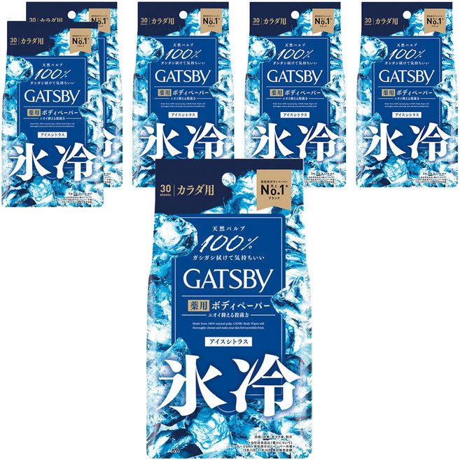 GATSBy 日本原裝進口 體用抗菌濕巾 極凍冰橙, 6包, 30張