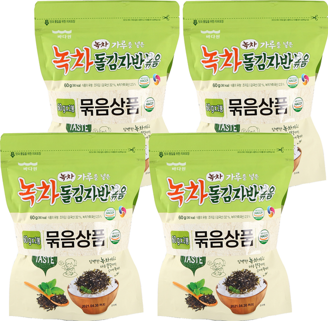 바다원 녹차맛 돌김자반 볶음, 60g, 8개