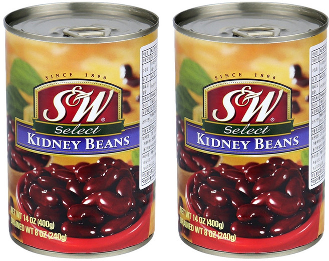 에스앤더블유 키드니빈스 통조림, 400g, 2개