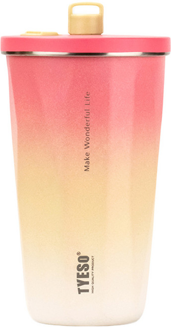 TYESO 泰碩 不規則咖啡杯, 漸層 蜜桃粉, 600ml, 1個