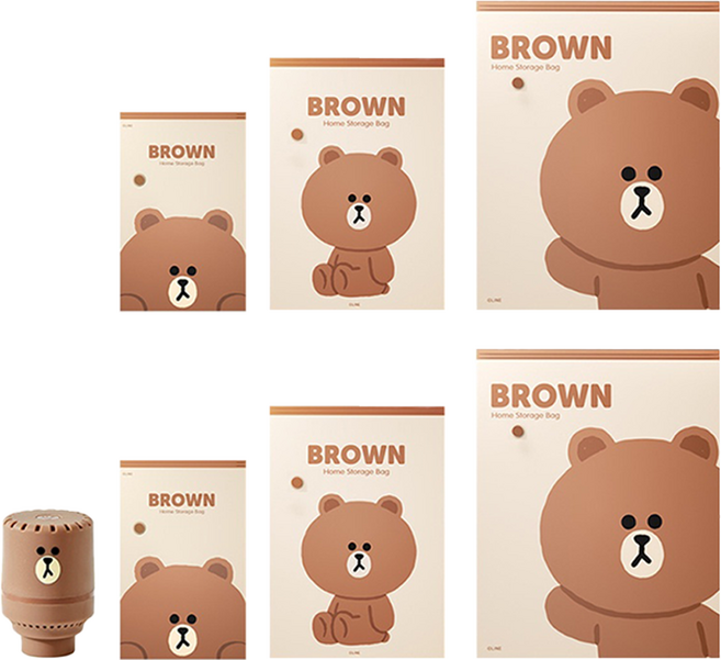 LINE FRIENDS 換季出國必備 多用途真空壓縮袋7件組, 7個, 1組