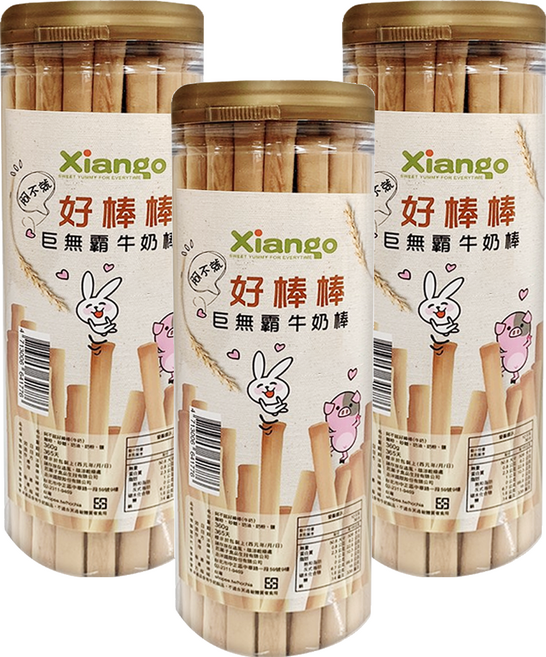 Xiango 匠菓子 阿不就好棒棒 巨無霸牛奶棒, 360g, 3罐