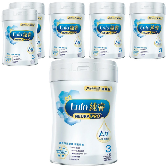 Mead Johnson 美強生 純睿幼兒成長配方奶粉 3號 1~3歲, 850g, 6罐