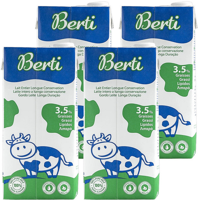 Berti 歐洲寶貝優質保久牛奶, 1L, 4瓶