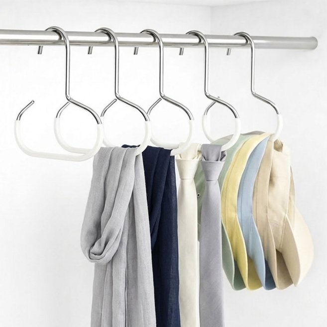 아이딥 논슬립 다용도 수납 벨트 스카프 넥타이 가방 걸이 5개, 화이트, 1개