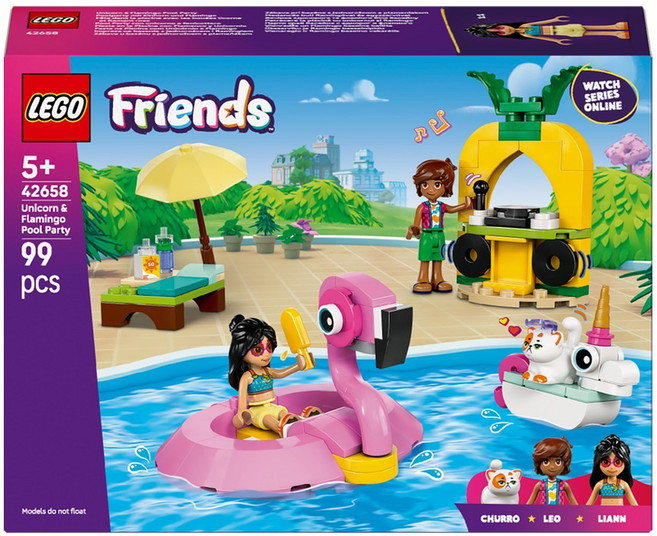 레고 프렌즈 42658 유니콘과 플라밍고 수영장 파티, 혼합색상, 1개