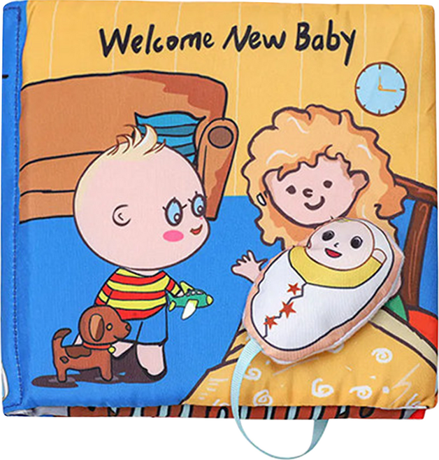 Oceanbaby 獨立學習布書 我當哥哥了 18*18cm 柔軟纖維 棉布 0歲以上適用, 布書