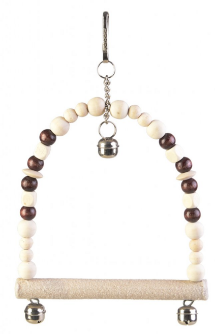 PetBest 愛相隨 原木磨爪盪鞦韆 100%天然無毒原木 觀賞鳥玩具, 天然木色, 1個