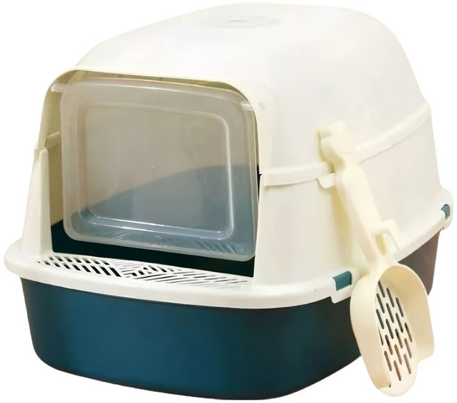 高精寵物 全罩式貓砂盆, 1個, 綠色
