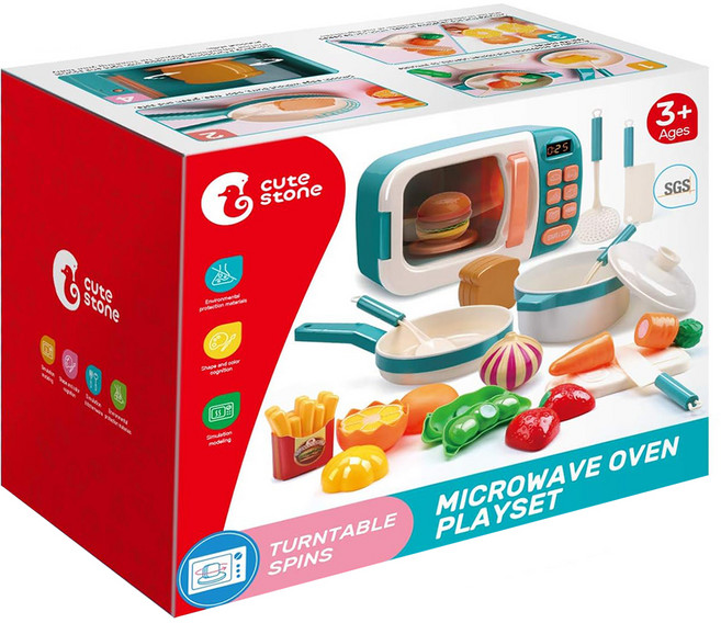 cute stone 盟石 兒童仿真微波爐切切樂玩具, 多色, 1組