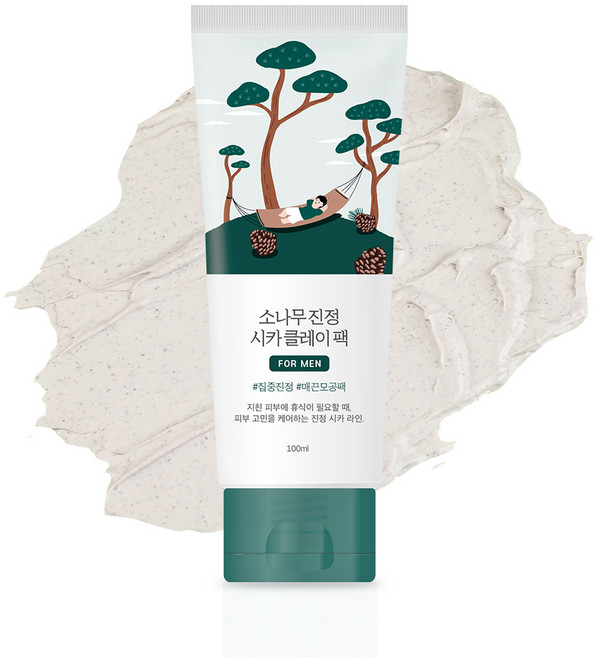 라운드랩 포 맨 소나무 진정 시카 클레이 팩 100ml, 1개, 1개입