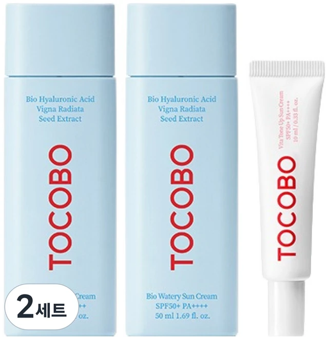 토코보 바이오 워터리 50ml 2p + 비타 톤업 선크림 10ml SPF50+ PA++++ 세트, 2세트 - 쿠팡