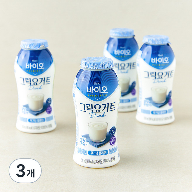 매일바이오 고단백 그릭요거트 드링크 무가당 플레인, 3개, 4개입, 150ml
